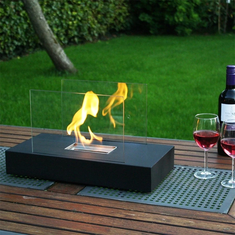 Переносной настольный камин для вечеринок, прямоугольная настольная чаша для огня