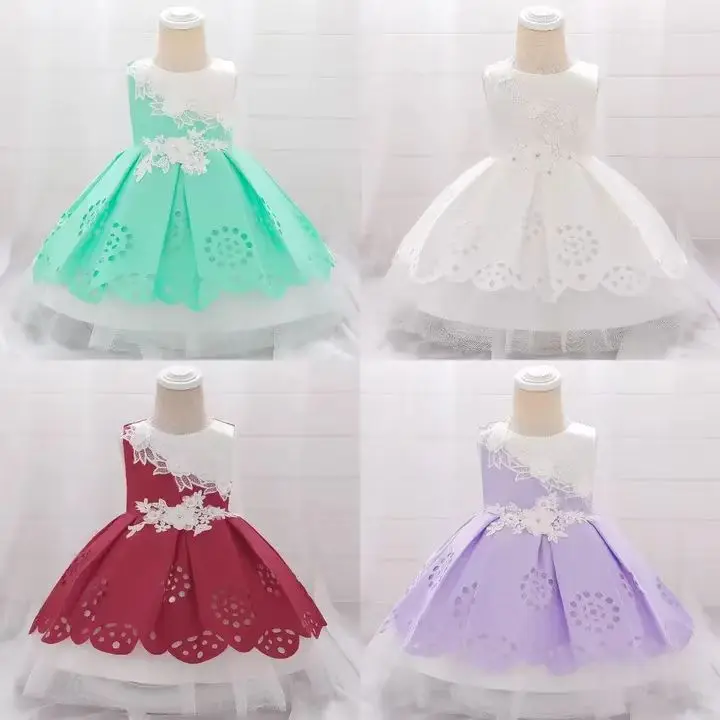 Infant Princess Dress Girls Flower Wedding Party Birthday Tutu Clothes Newborn Infant Bow Kids Dresses