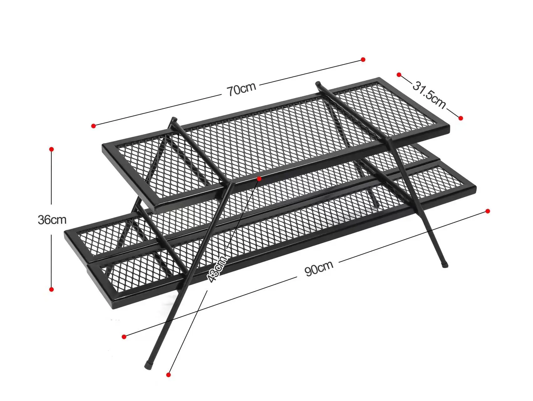 New arrival folding campfire grill heavy duty steel grate, portable over fire camp grill for outdoor open flame cooking