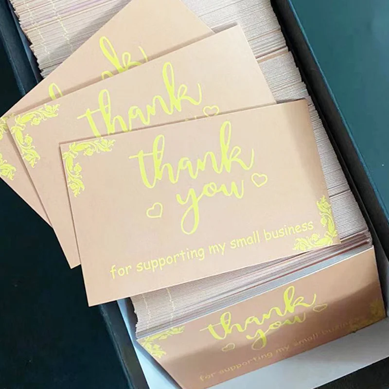 Gold Foiled gift Card custom LOGO Post card Thank You Card for small business