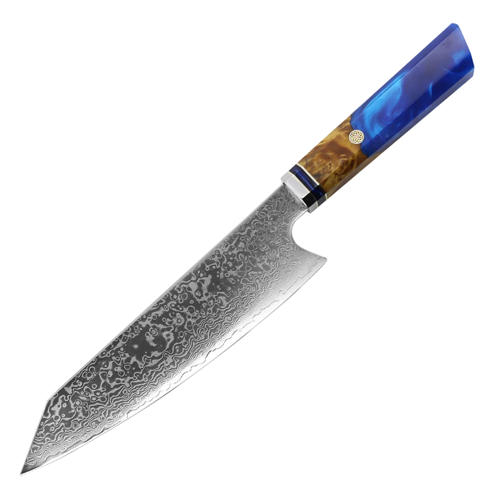 Восьмиугольный нож шеф-повара из дамасской стали Kiritsuke с деревянной ручкой 67 слоев 8 дюймов