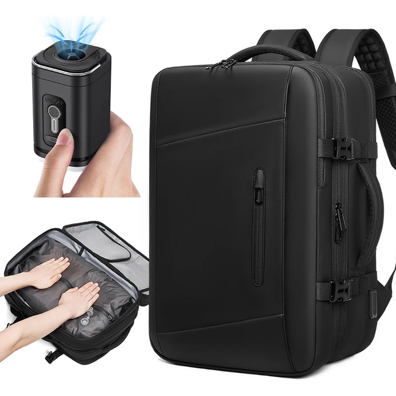 Large Capacity Expandable Travel Laptop Backpack with USB Charging Port TSA Lock Anti Theft Vacuum Compression Airbag Casual Bag