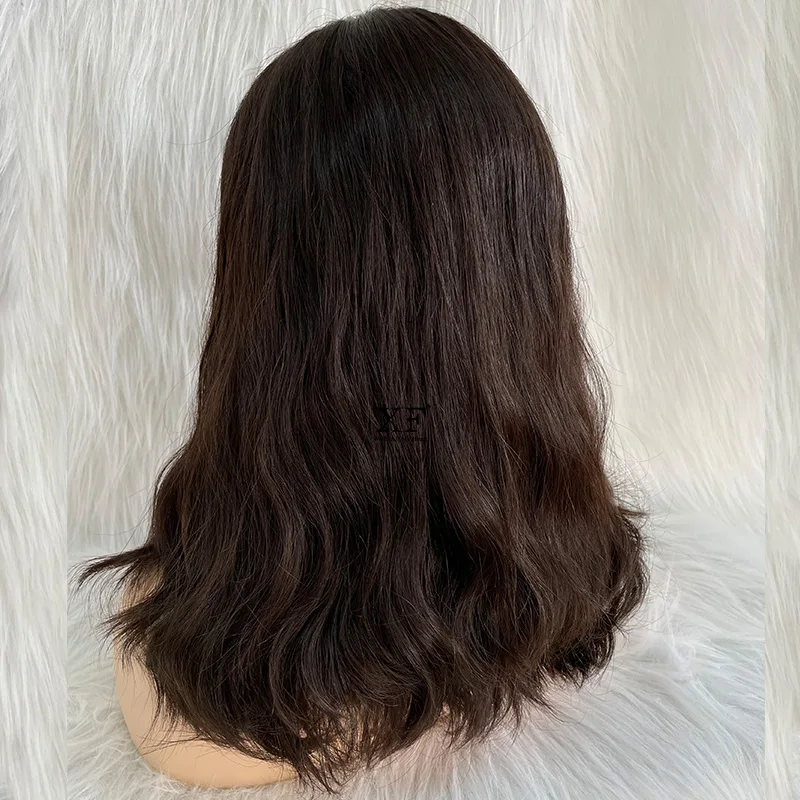 XF Soft Human Virgin Hair Body Wavy Mongolian Human Hair Half Hand Tied Kosher Wigs With Free Shipping