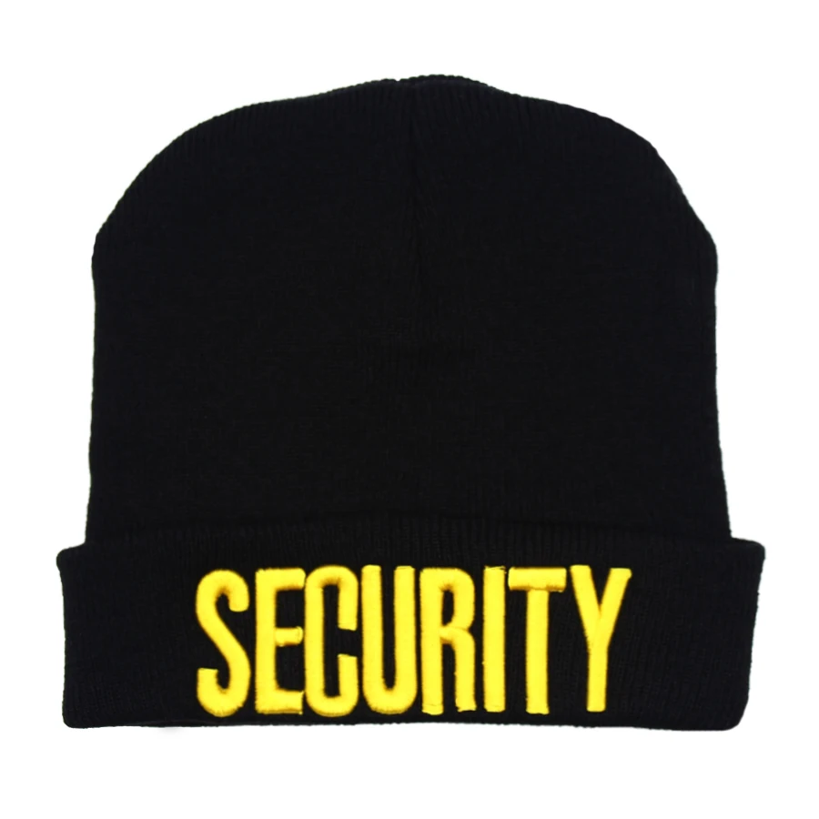 Custom Hot Sell Security Cap Military Style Mens Super Army Hat Security Winter Knitted Cap Wool Beanie With Embroidery Logo