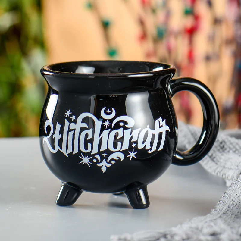 Magic Witch Cup Crucible  Potion  Black Ceramic Mug Magic Coffee Cup