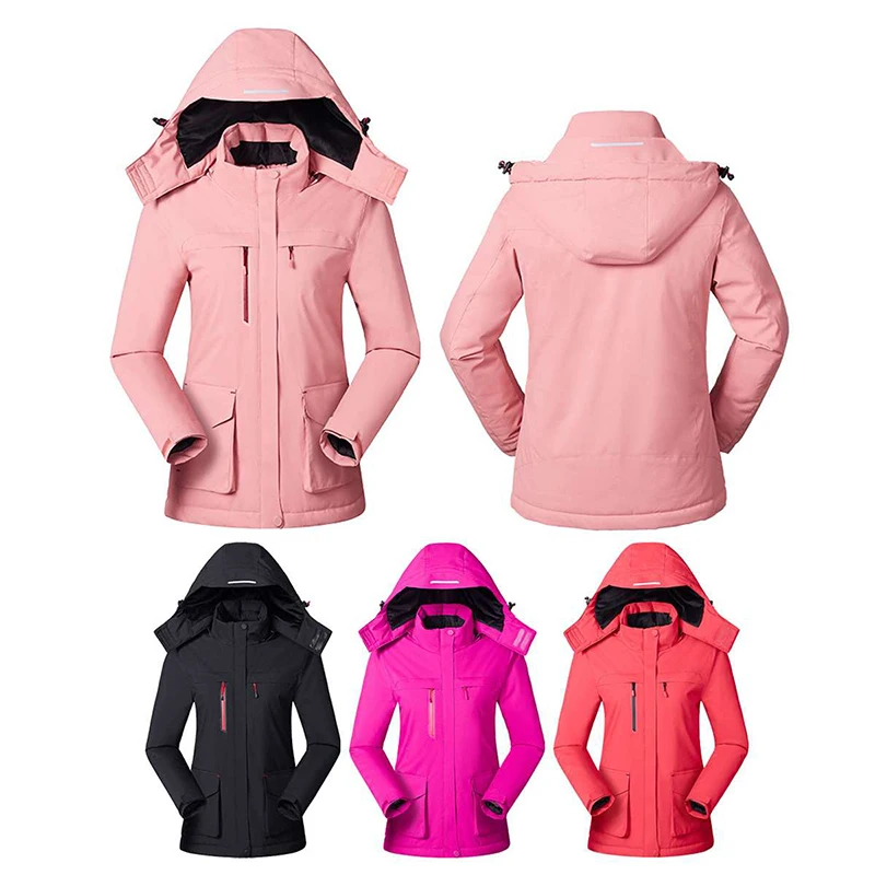 Women Winter Thermal Windbreaker Long Sleeves Hooded Coat USB Infrared Heated Jacket