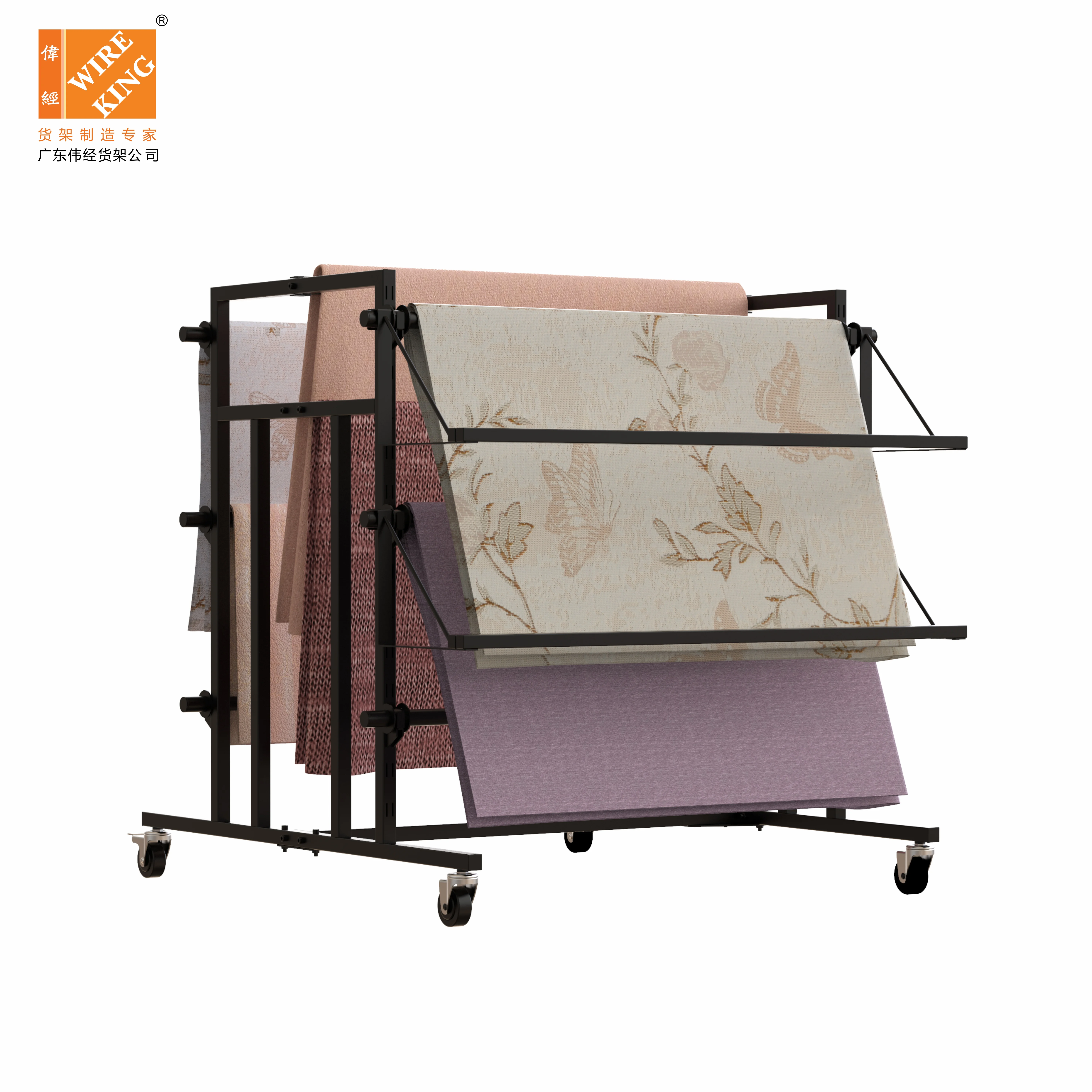 Factory Wholesale Price Supermarket Display Shelf Cloth Store Iron Rack Carpet Display Shelf Carpet Display Shelf