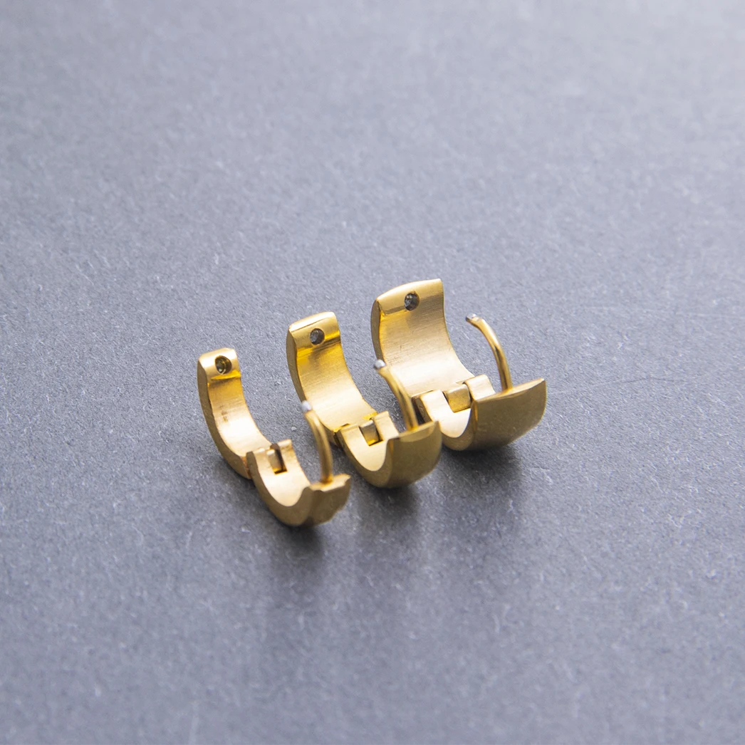 Powell Waterproof Jewelry Bulk Wholesale Earrings Custom Stainless Steel Hoop Shape 14K 18K Gold Plated Earrings