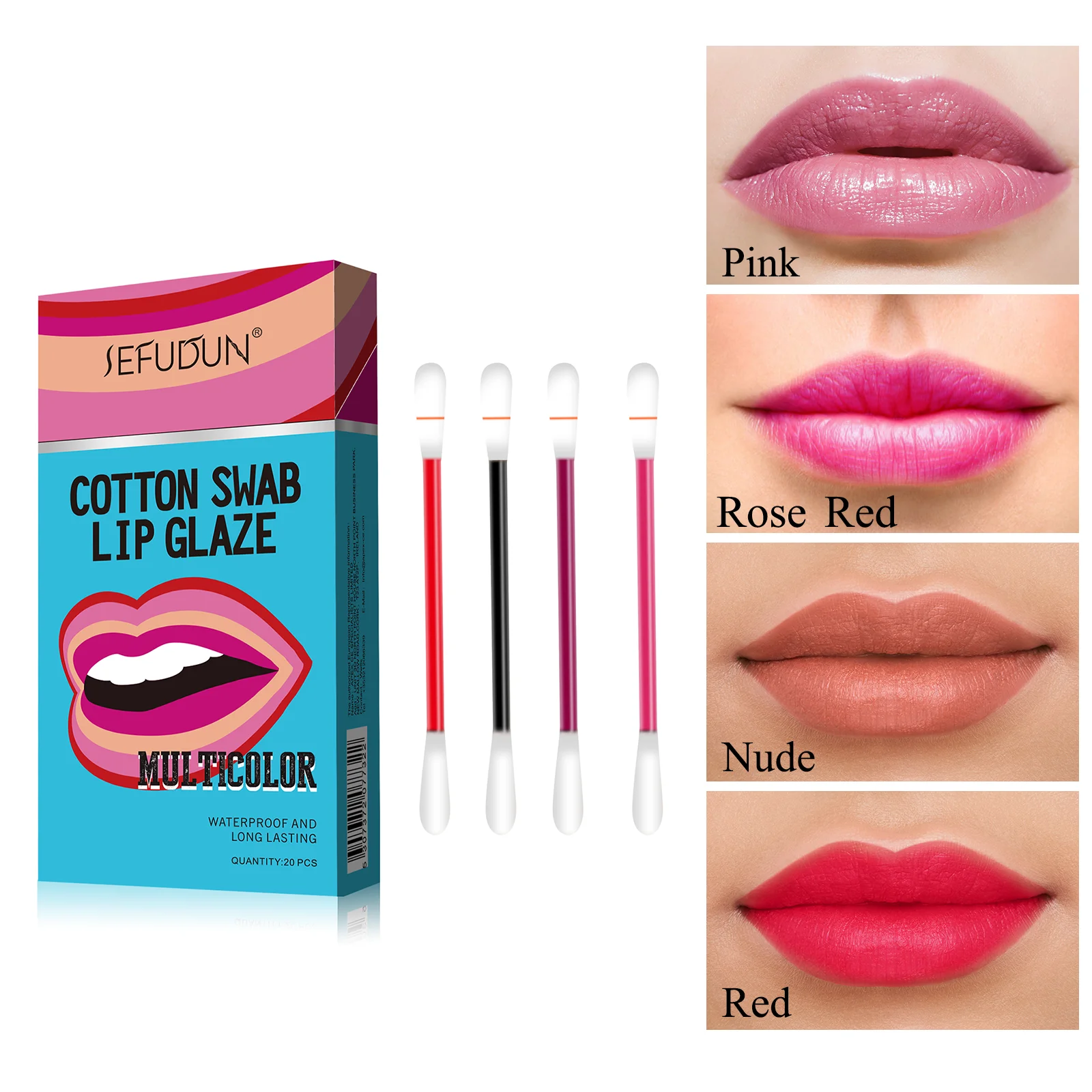 SEFUDUN Wholesale Novelty Cigarette Case Waterproof Long Lasting Non-stick Velvet Girls Tinted Cotton Swab Lip Gloss