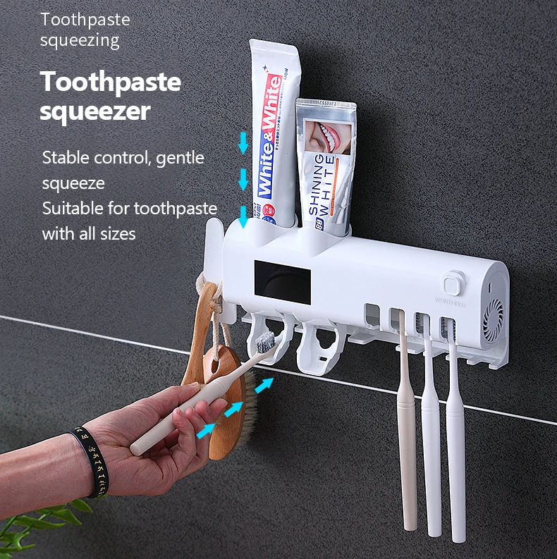 Drying Function UV Toothbrush Holder Toothbrush Sterilizer Sterilization Toothrbush Sanitizer Toothpaste Dispenser