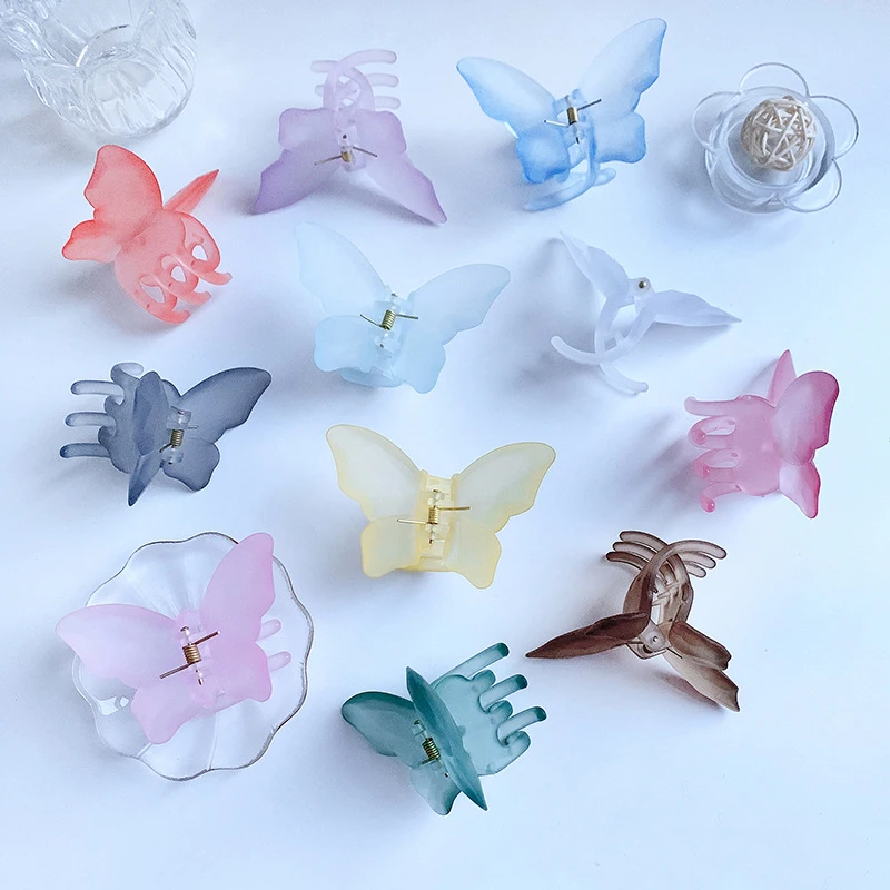 JOJO модный Индивидуальный матовый нескользящий пластиковый резиновый зажим для волос с бабочкой заколка женщин и