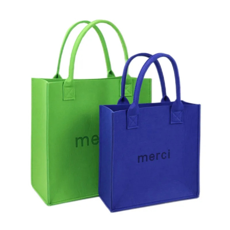 Wholesale Felt Storage Bag Size 40 Eco Friendly Custom Logo Large Capacity Colorful Shopping Wool Felt Tote Bags