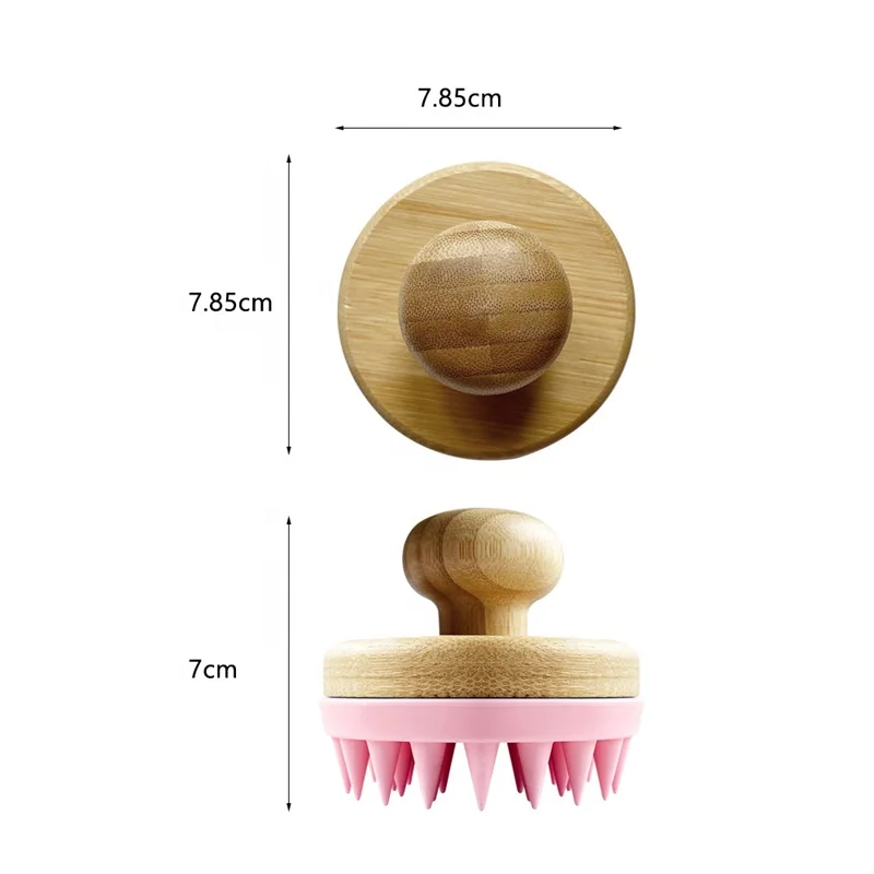 Custom Natural Wooden Bath Shower Shampoo Hair Scalp Massager Body Scrubbers Women Pets Bamboo Silicone Cleaning Hair Brush