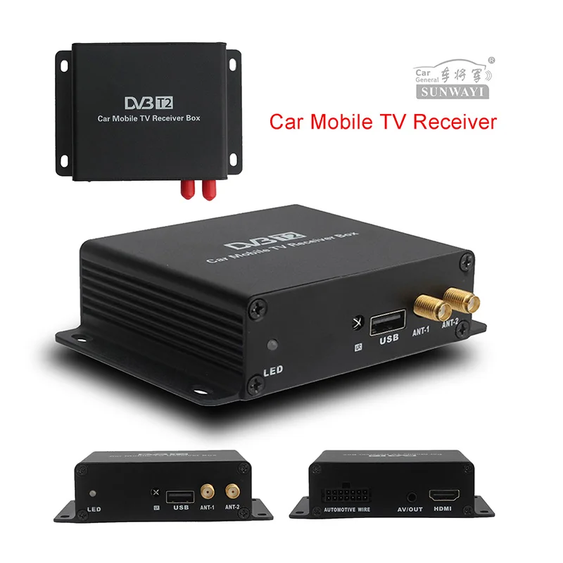  Новая модель DVB-T2 коробка высокоскоростной двойной тюнер две антенны Цифровой walkie talkie автомобильное Мобильное ТВ приемник для России Таиланд