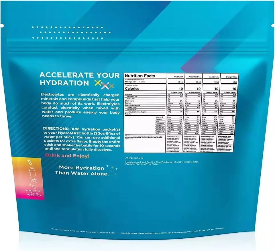 OEM/ODM Natural Keto Sugar Free Hydration Electrolyte Powder Packets Sport Supplements Instant Hydration Electrolyte Powder