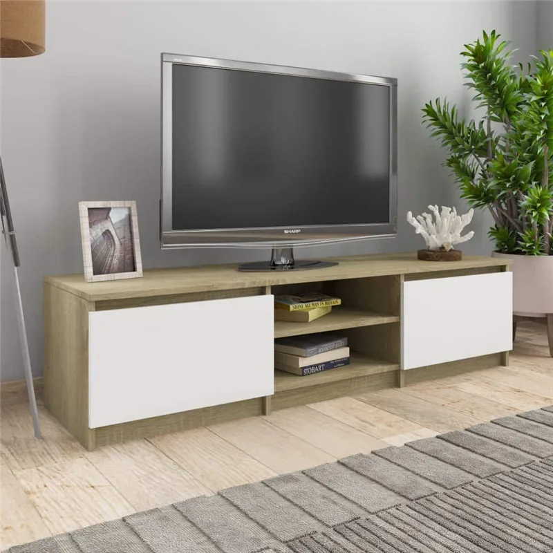 High quality colorful 6 opening shelves indoor floor best white and wood color mix TV Stand