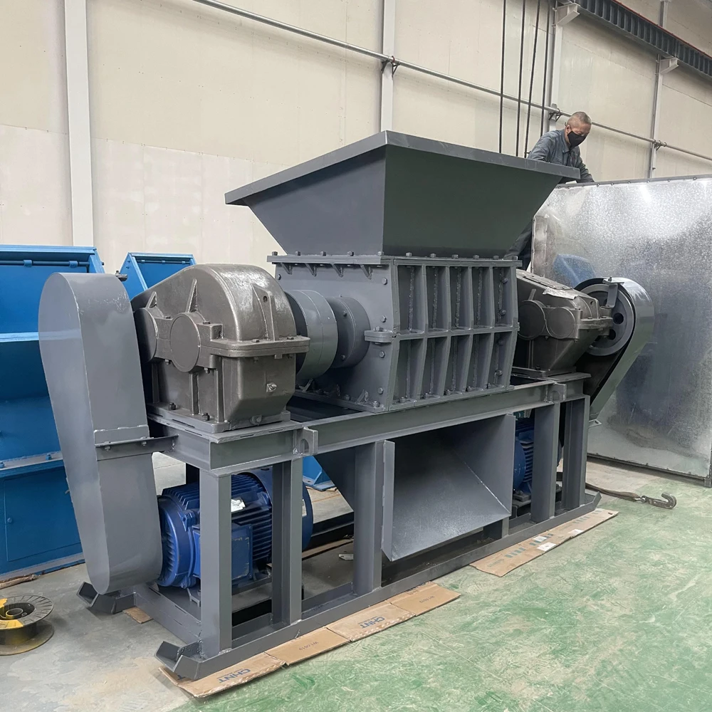 Steel drum biaxial shredder Steel tire domestic waste plastic crusher scrap cloth metal crusher