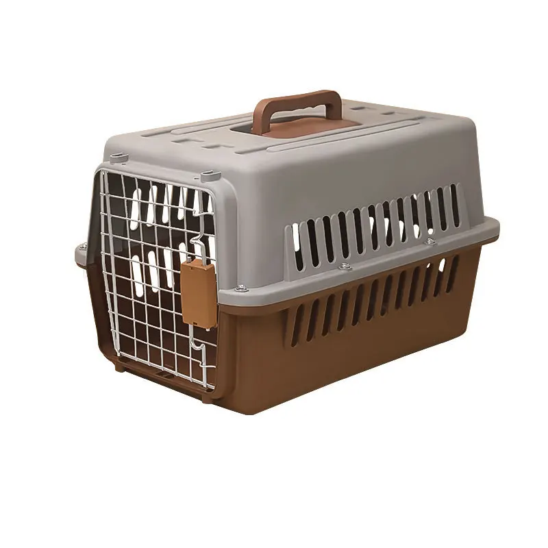 Luxury Portable Outdoor Dog Kennel Breathable Pet Travel Carrier Cage Easy Movement Small Animals Solid Mesh Steel Plastic Iron