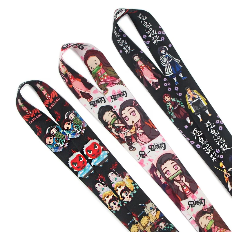 Demon Slayer Premium Design Neck Lanyard Anime Printed Pattern Strap Fashion ID Card Key Phone Keychain Lanyards for Fans