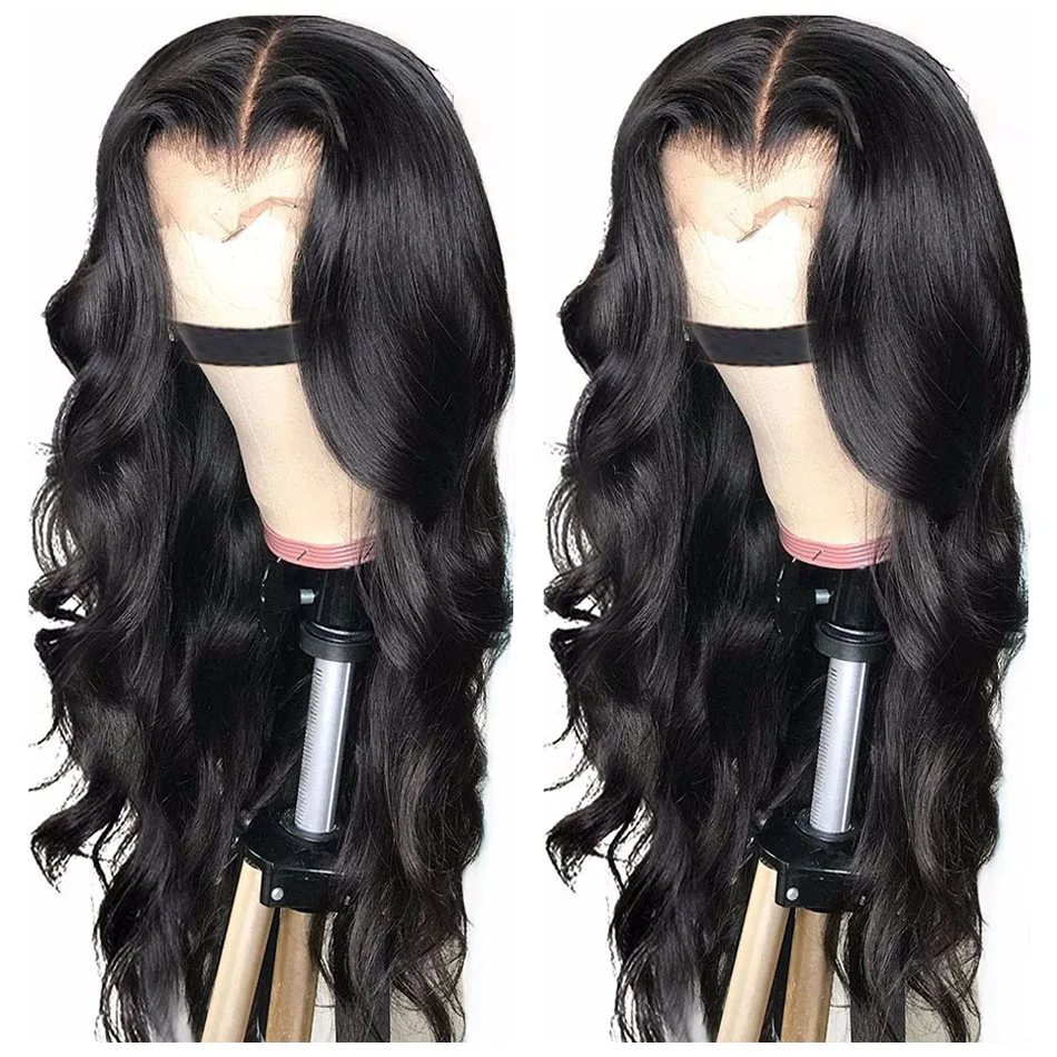 
13*4 Body Wave Glueless Swiss Lace Frontal Wigs Raw Indian Human Hair Lace Wigs Virgin Cuticle Aligned Body Wave Lace Front Wig 