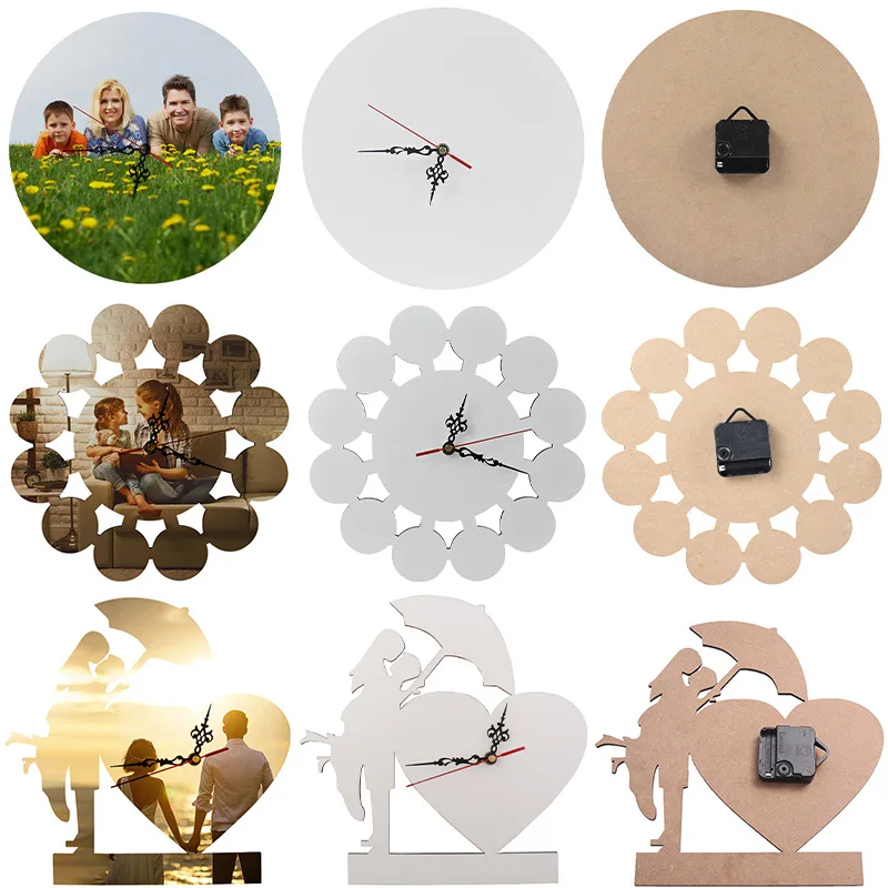 30cm Dye sublimation print heat transfer blank MDF wood clock wall clock circle shape Wooden Clock For Home Decoration Gifts