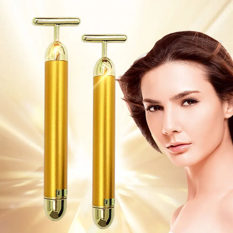Skincare Device Facial 24K Gold Massage Vibrator Energy Face Lifting Roller Massager For Beauty Spa