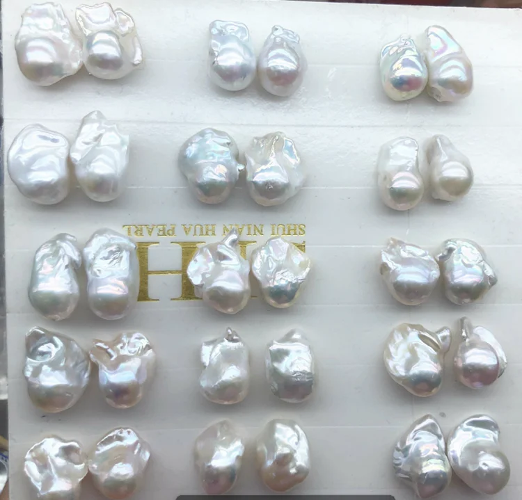 15-16x20-30MM nucleated nucleus nuclear fireball no hole half drilled large big size freshwater baroque natural real loose pearl