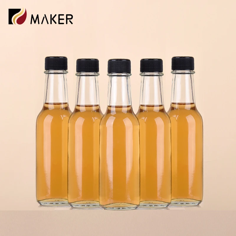 Reusable Empty Clear Hot Tomato Salad Sauce Dispenser Custom 150ml 5oz 5 oz Airtight Woozy Pepper Chili Glass Tabasco Bottle