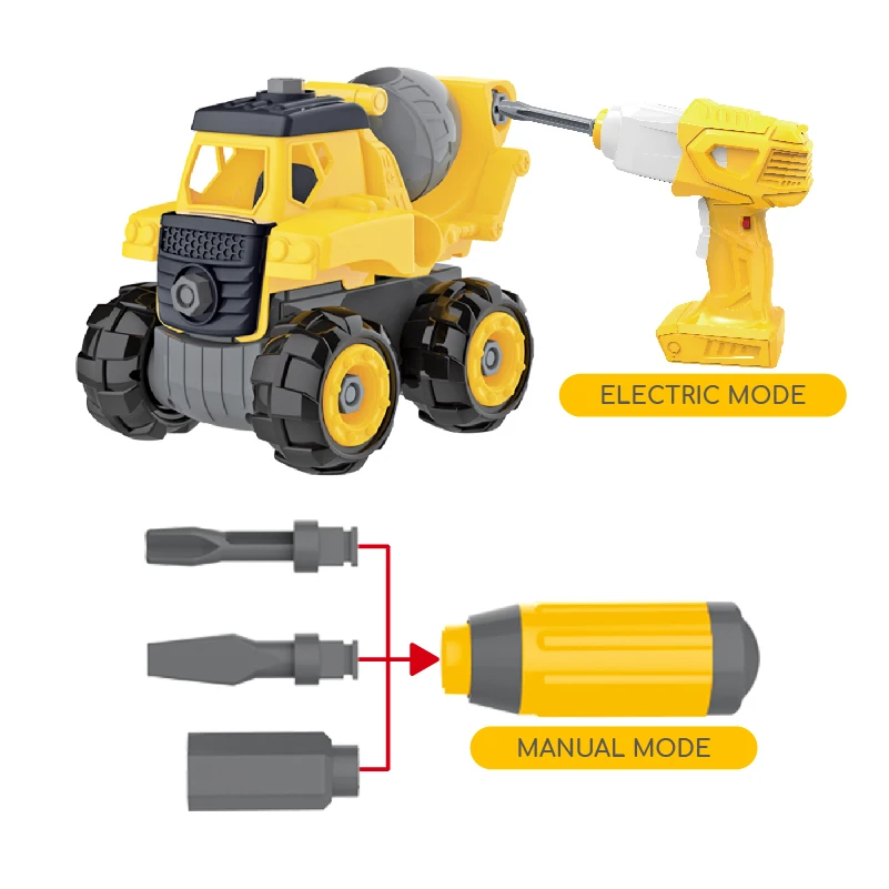 Amazon Hot Sale 4 IN 1 Take Apart Car DIY Toy RC Excavator Dump Truck Construction Vehicles