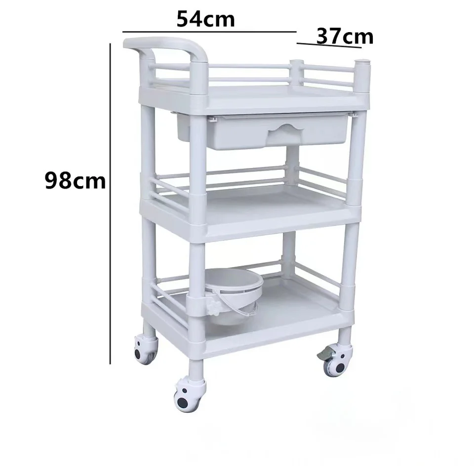 Hot selling Abs Portable Hospital Medicine Plastic With Drawers Bucket Hospital Trolley
