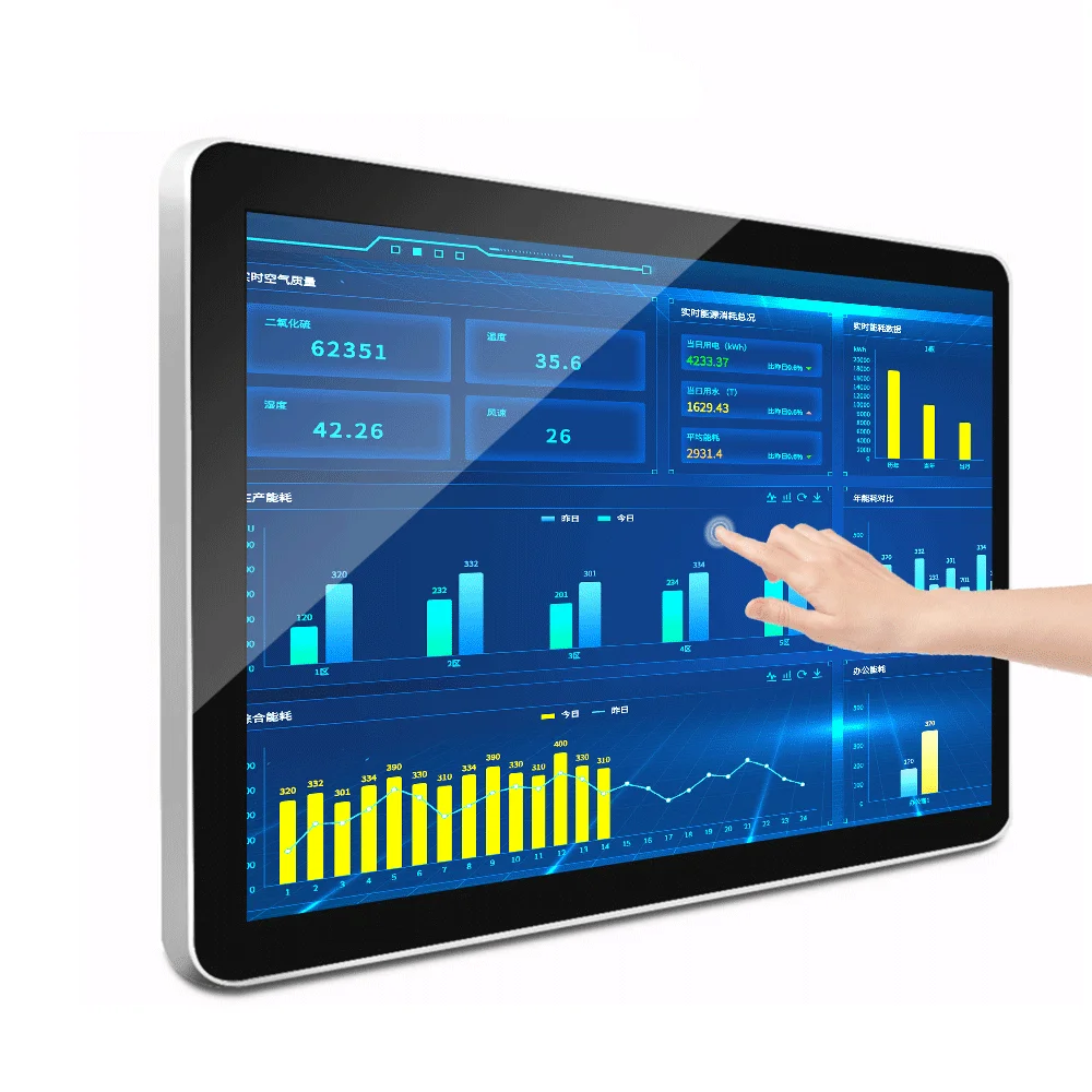 
43 inch glass behind hanging dual sides screen lcd advertising player two sides digital signage display advertising screen board 