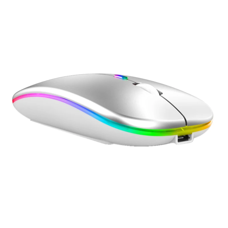 
New Ultra-Thin Computer Mouse Rechargeable Lithium Battery LED Colorful Lights 2.4Ghz Optical Gaming Wireless Mouse 