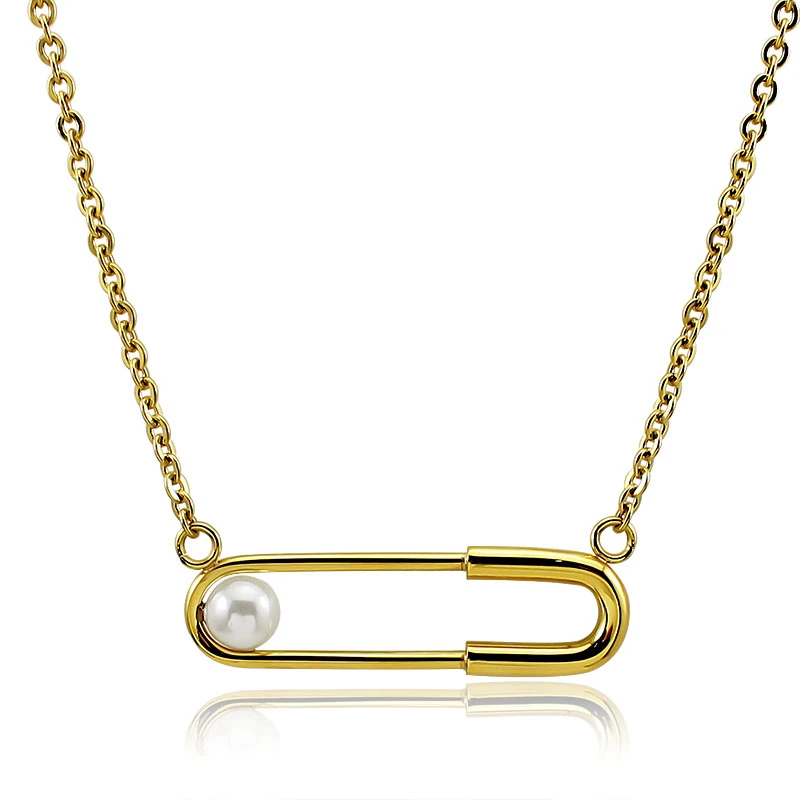 Femme Collier Gold Silver/Gold Necklaces Paper Clip Pearl Statement Pendant Chokers Women Jewelry Mujer Wholesale