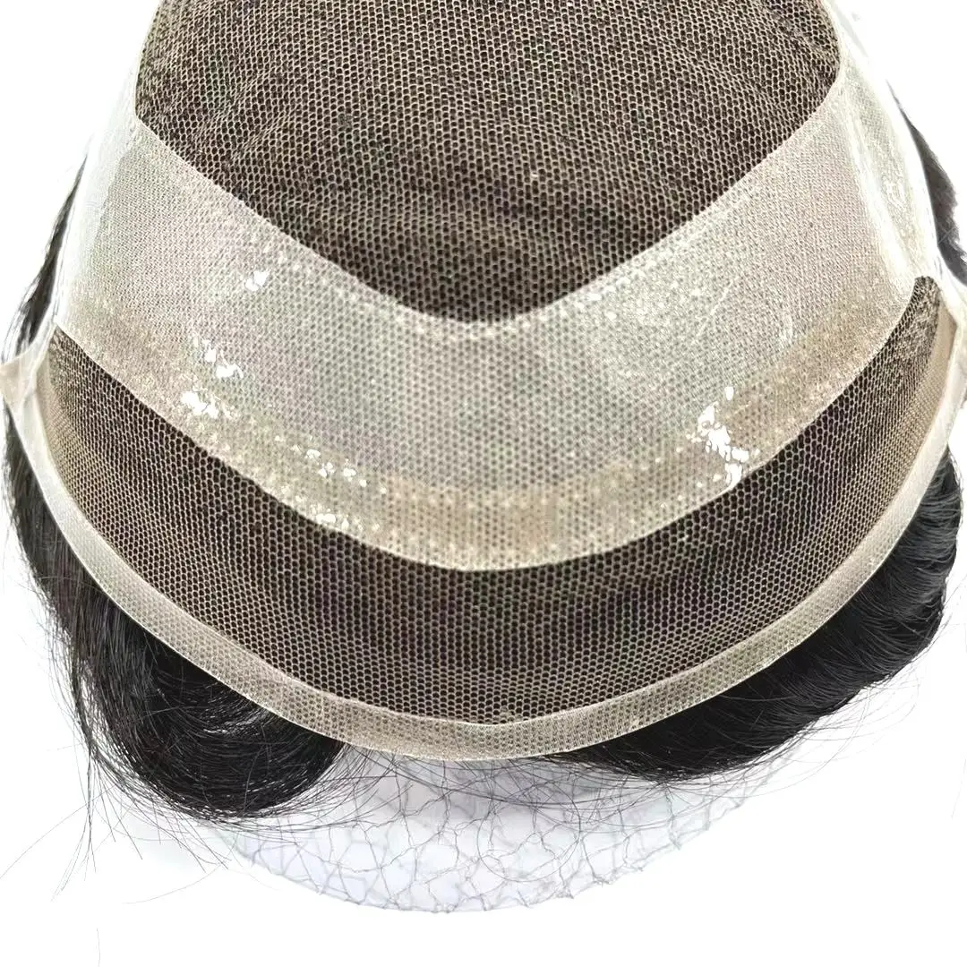 New swiss lace 100% human hair toupee fine mono man hair wigs lace front men toupee