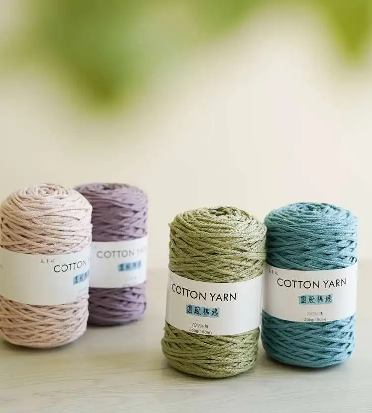 Manufacturer selling cotton yarn round  yarn 3mm 200g 100% cotton rope macrame yarn hand woven DIY tapestry bag