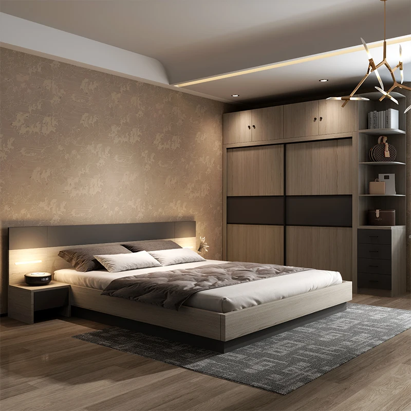 Modern Design King Size Wooden Double Bedroom With Mattress Home Furniture Bed