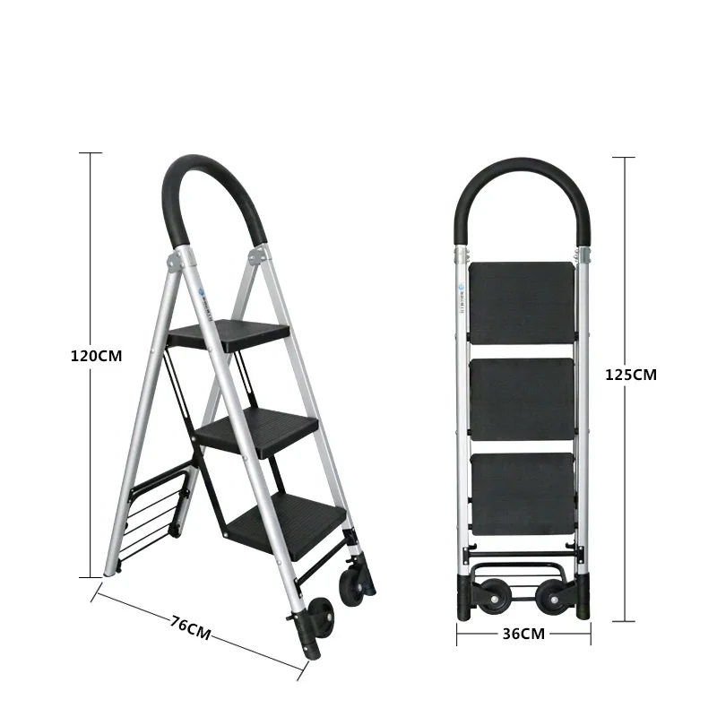 Handrail Household Ladder anti-slip homeuse Folding Aluminum multifunctional handling cart trolley step industrial ladder