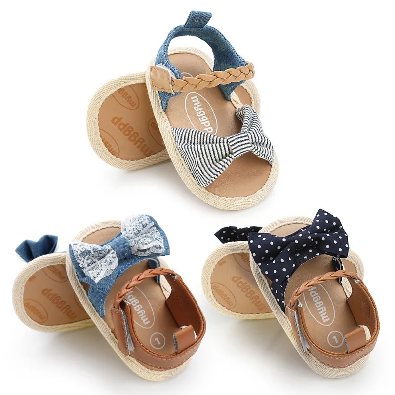
Fashion Girls Canvas Bow-knot Sandals Kids Beach Shoes Baby Walking Shoes First Walkers 