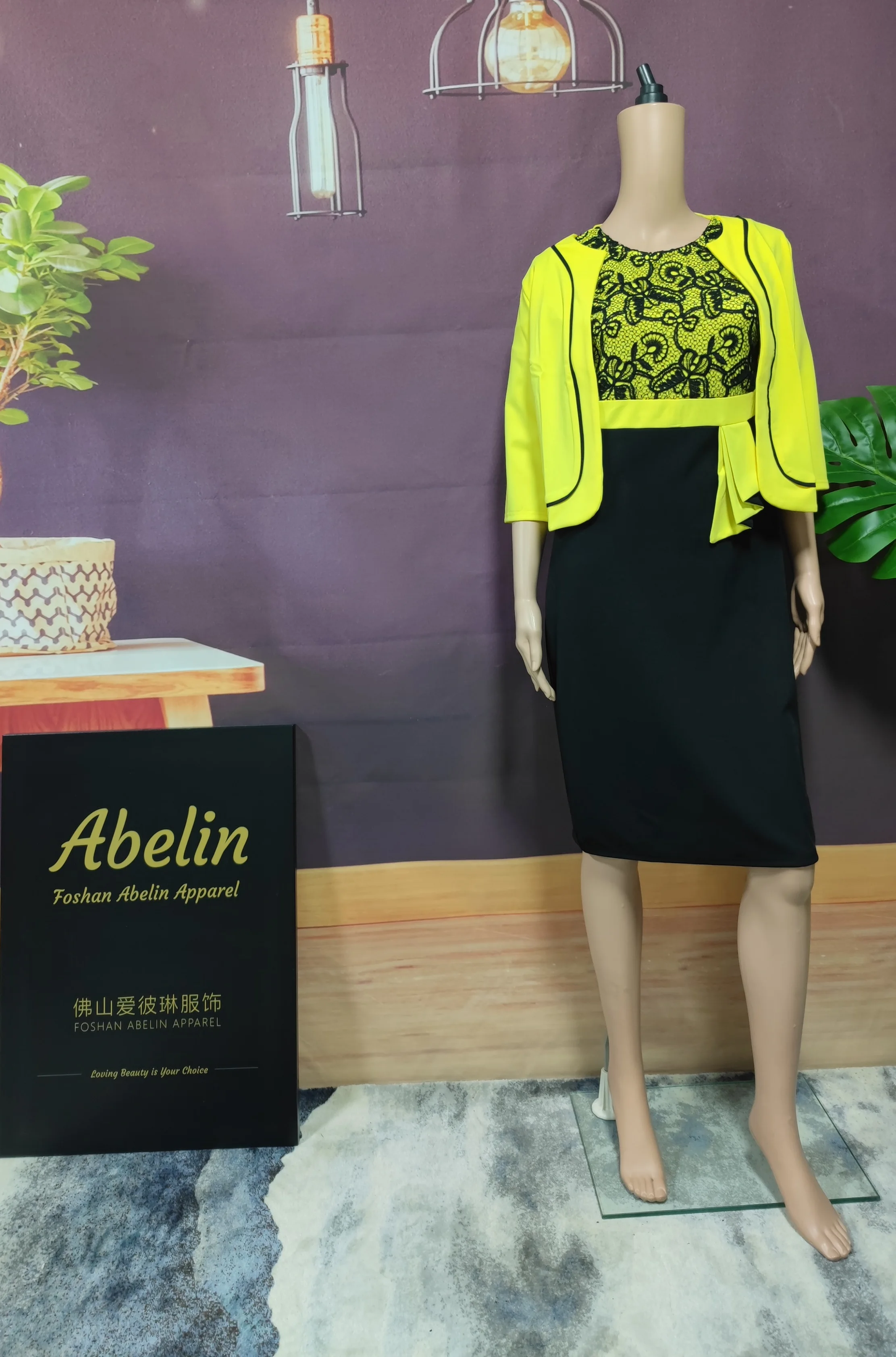 Wholesale big size women dress plus size two piece short sleeve midi dress and jacket set