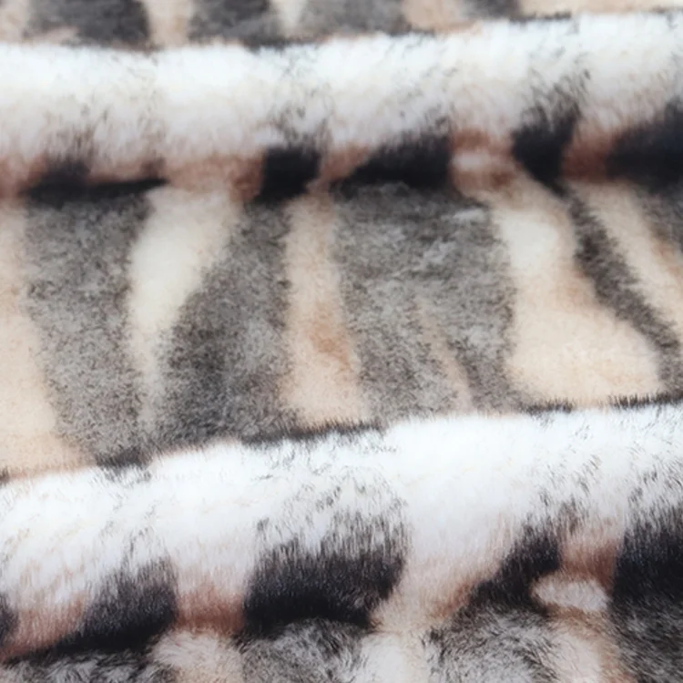 Factory directly 100%  high quality soft printed faux rabbit fur fabric