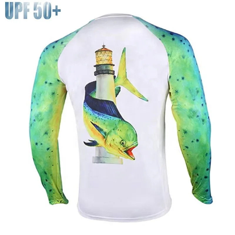New Arrival Lightweight Blue Long Sleeve Marlin Outdoor Uv Fishing Shirts Quick Dry Fishing Clothing