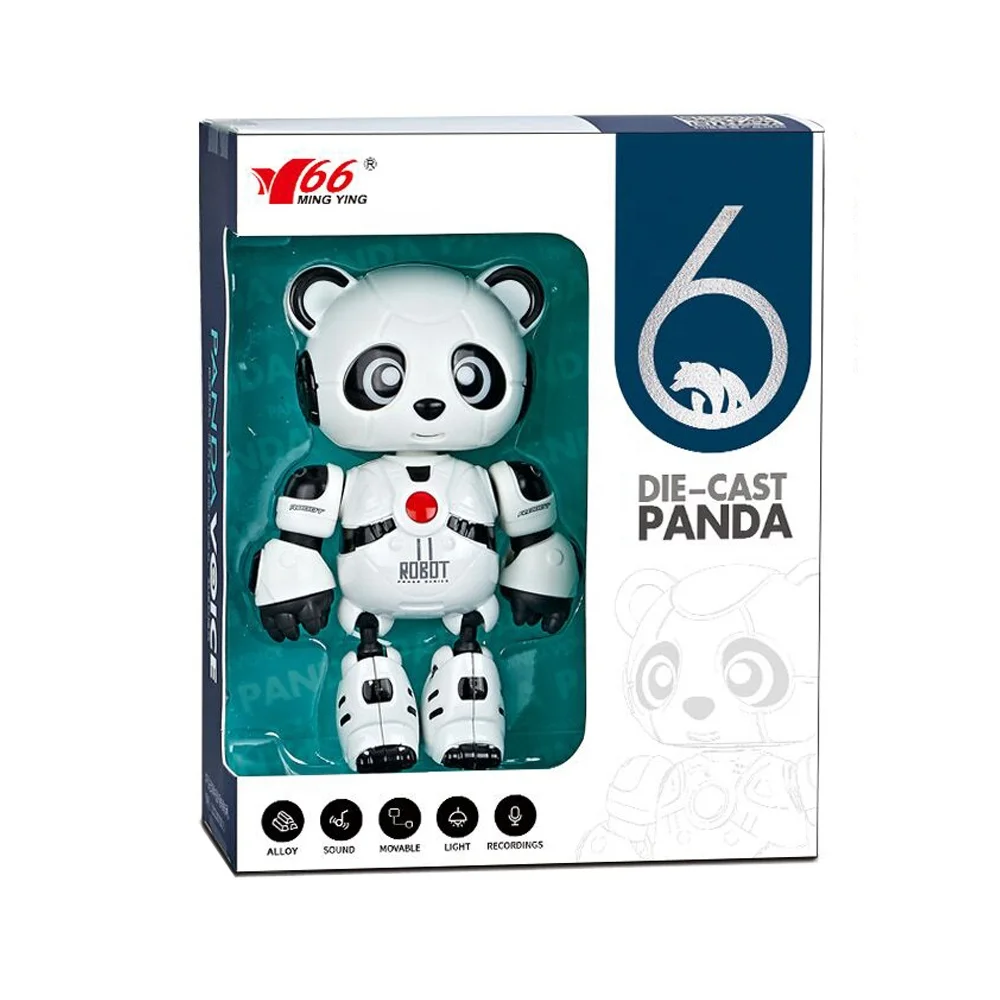 2022 Newest Diecast Robot Toy MY66-Q1206 Intelligent Super BO Recording Panda Robot Toy With Music and Lights For Children