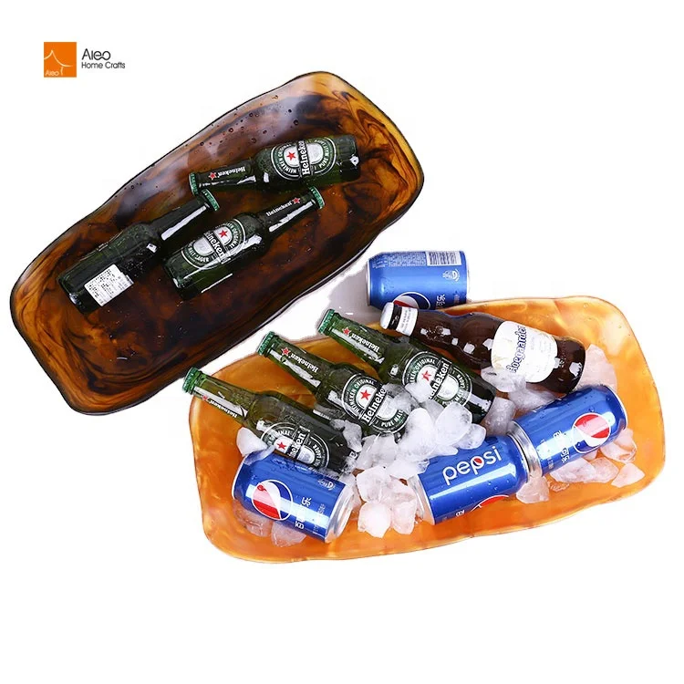 Contemporary Design Large Size Rectangular Champagne Ice Bucket Custom Branding in Pearlized Gold Color for Bar Chiller