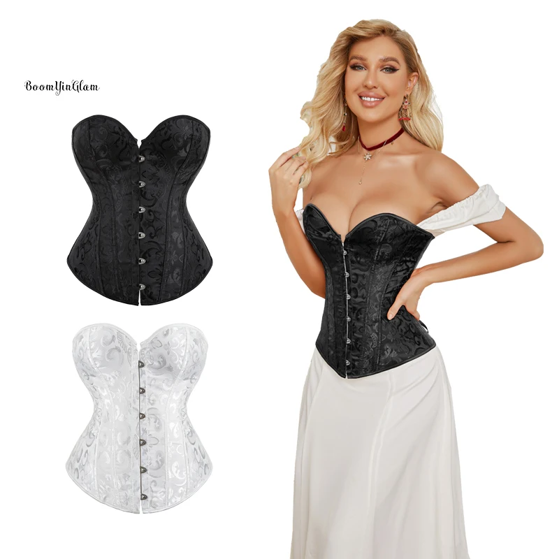 Wholesale Floral lace up Waist Trainer Cincher overbust Sexy Corset Steel Bones Korsett