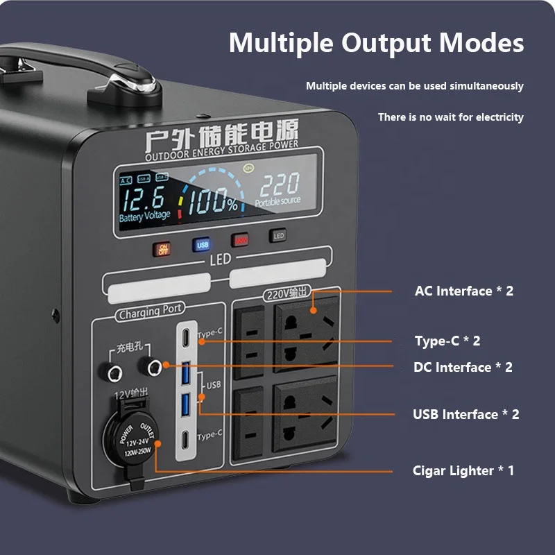 OEM/ODM portable power station 1000w 1500w 220V 230V camping emergency home portable station power supply battery