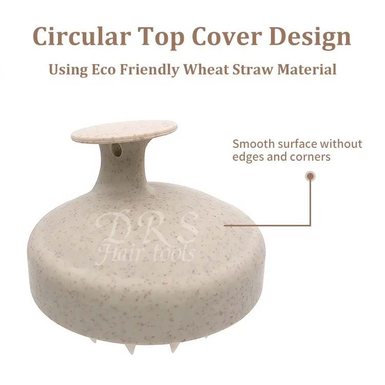 DRS Wheat Straw Silicone Head Scalp Massager Cleansing Scrubber Dandruff Shampoo Brush