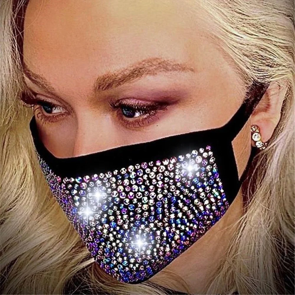 Decoration Fashion Reusable Washable Rhinestone Mask