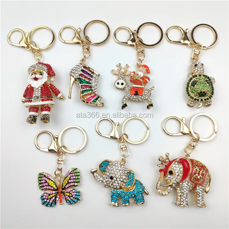 High Quality Cute Rhinestone Bear Animal Keychain Key chain Bag Charms Jewelry