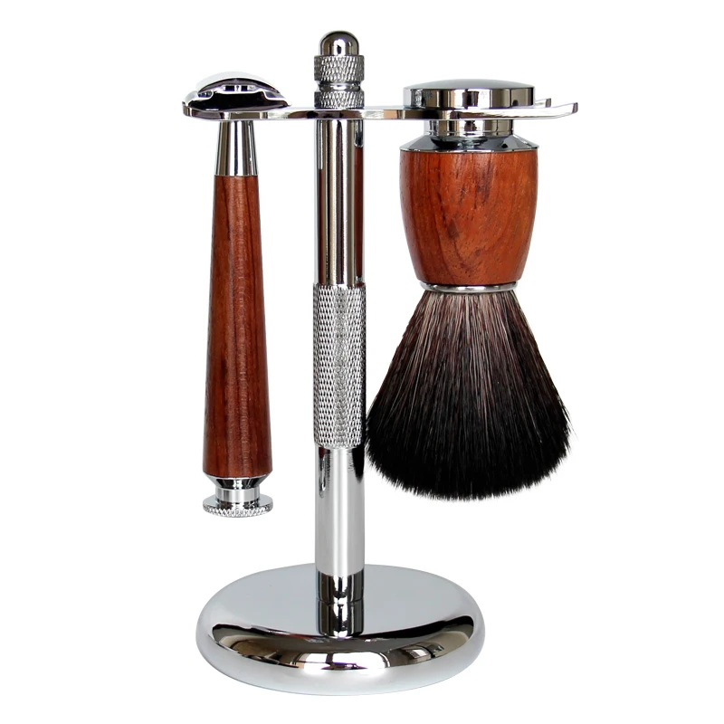 Badger Brush with uber-soft bristles comes with a black handle and chrome base