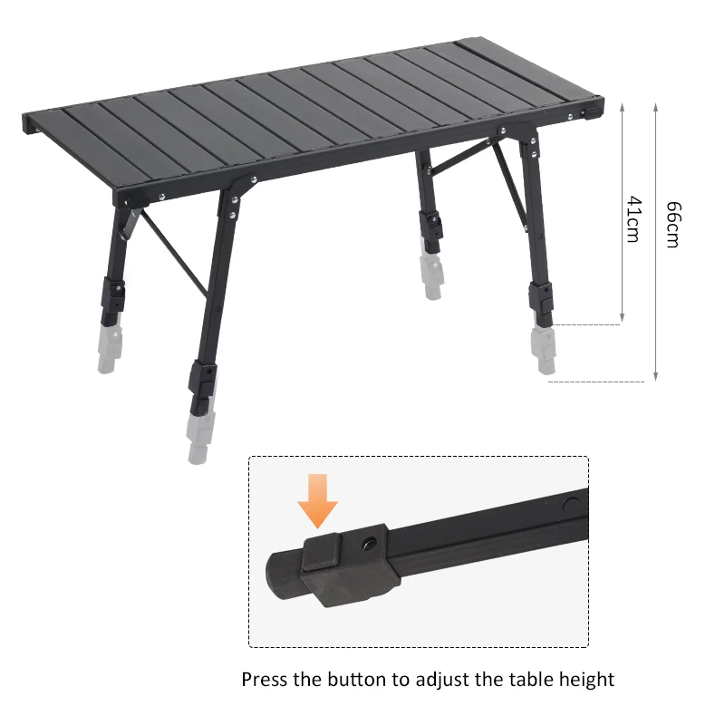 2023 Korea New Design Outdoor Fold Away Assembly Black Aluminum Collapsible Cooking Bbq Camping Grill Table